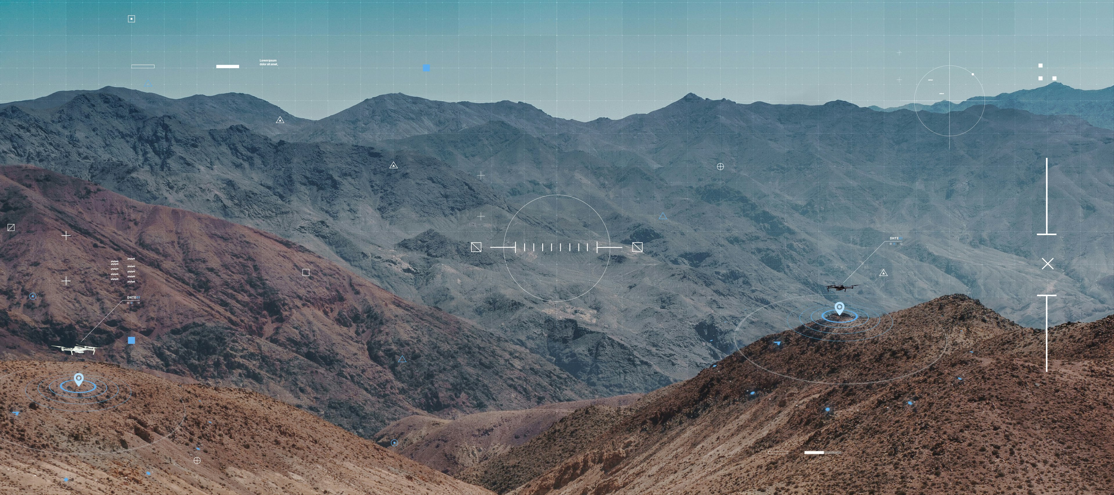 HUD graphics over mountains
